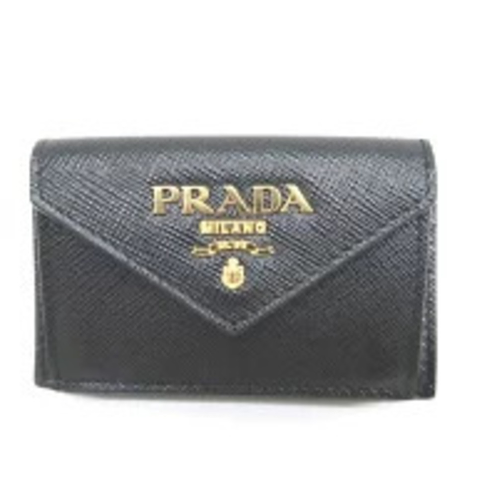 Prada Tri fold Wallet Saffiano Leather Black